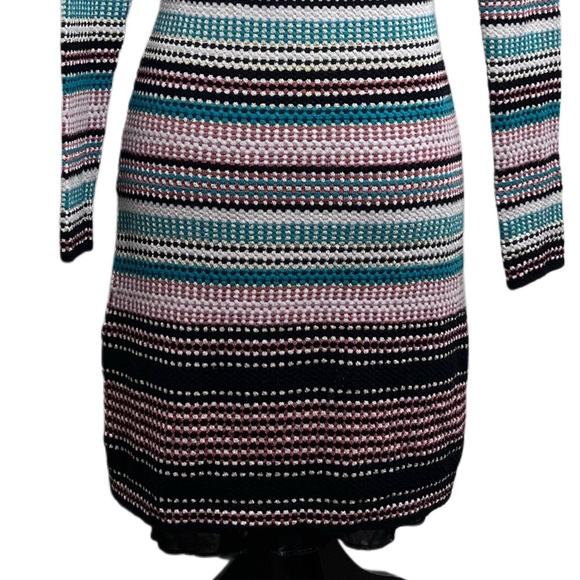 Missoni Striped Wool Blend Sz 8 Knit Metallic V-Neck Babydoll Y2K Dress - Picture 6 of 13